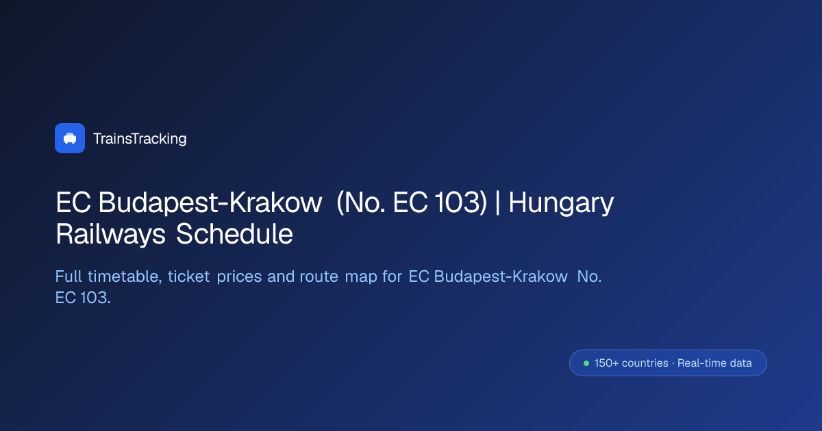 EC Budapest-Krakow (No. EC 103) — Schedule, Timings & Fares 2026