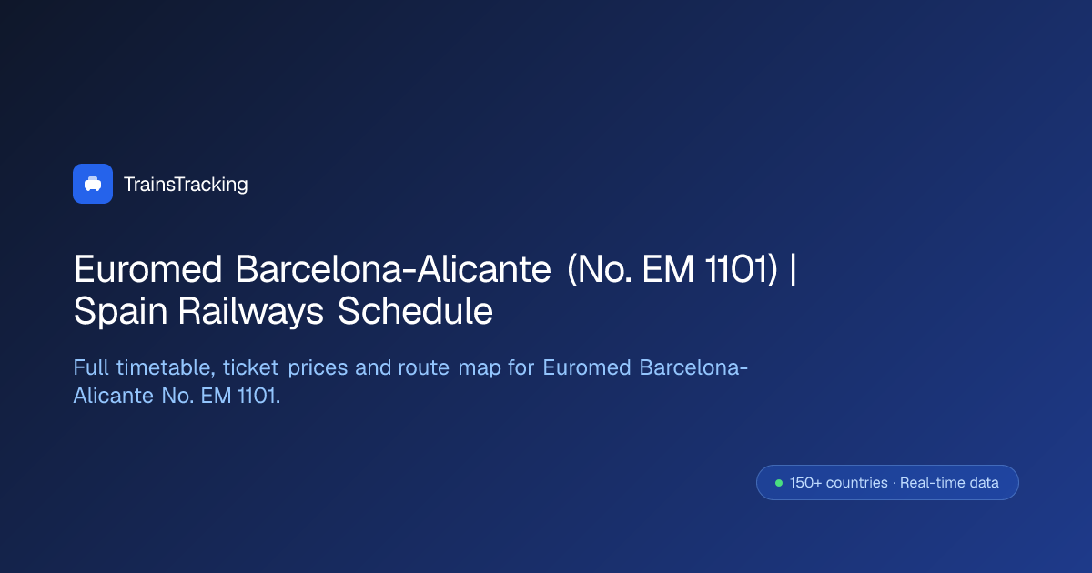 Euromed Barcelona-Alicante (No. EM 1101) — Schedule, Timings & Fares 2026